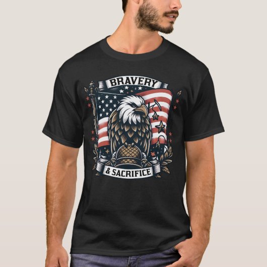 勇敢と犠牲のイーグル Tシャツ (正面)