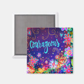 勇敢なかわいらしフローラ感動的パープル マグネット (正面/裏面)