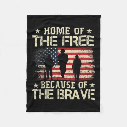 勇敢なアメリカ国旗のために無料の家 フリースブランケット (正面)