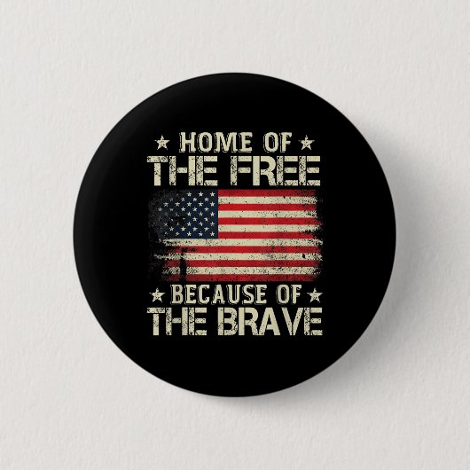 勇敢なアメリカ国旗のために無料の家 缶バッジ (正面)