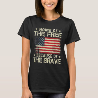 勇敢なアメリカ国旗のために無料の家 Tシャツ