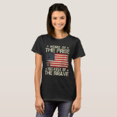 勇敢なアメリカ国旗のために無料の家 Tシャツ (正面フル)