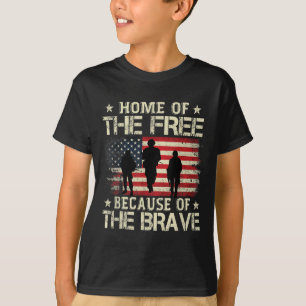 勇敢なアメリカ国旗のために無料の家 Tシャツ