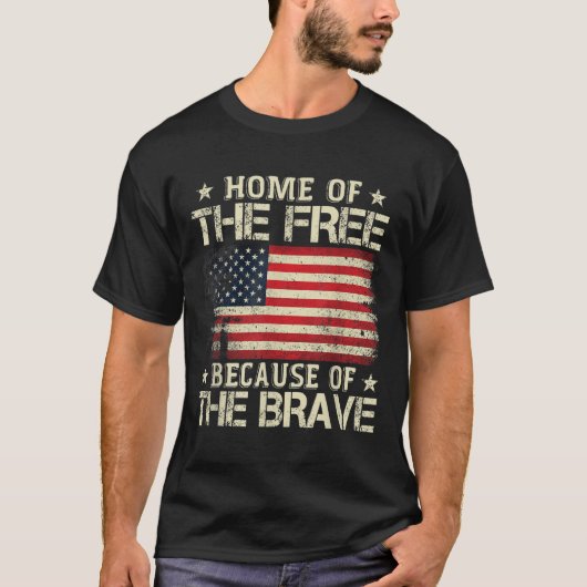 勇敢なアメリカ国旗のために無料の家 Tシャツ (正面)