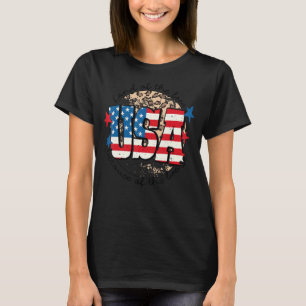 勇敢なアメリカ国旗レオのために自由の土地 Tシャツ