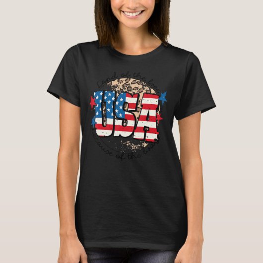 勇敢なアメリカ国旗レオのために自由の土地 Tシャツ (正面)