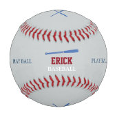 勇敢なサメの野球パーソナライズされた選手 野球ボール (裏面)