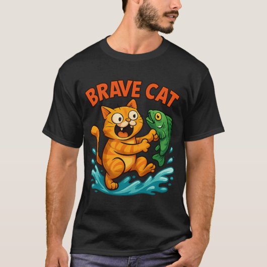勇敢なネコ Tシャツ (正面)