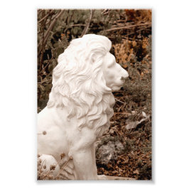 勇敢なホワイトストーンのライオン像 フォトプリント           