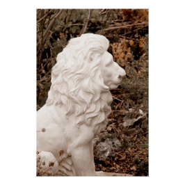 勇敢なホワイトストーンのライオン像 ポスター