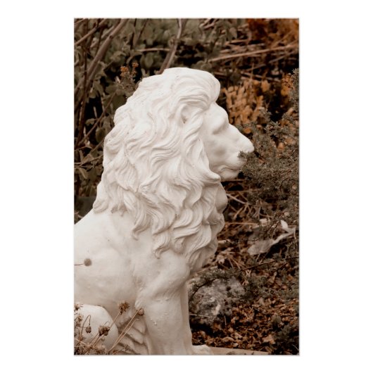 勇敢なホワイトストーンのライオン像 ポスター (正面)