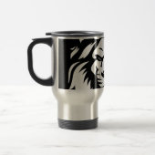 勇敢なライオンのヘッドコーヒーマグ – 黒と白の王様 トラベルマグ (左)