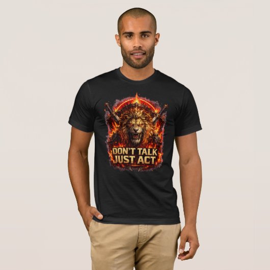 勇敢なライオンのモチベーションTシャツ Tシャツ (正面フル)