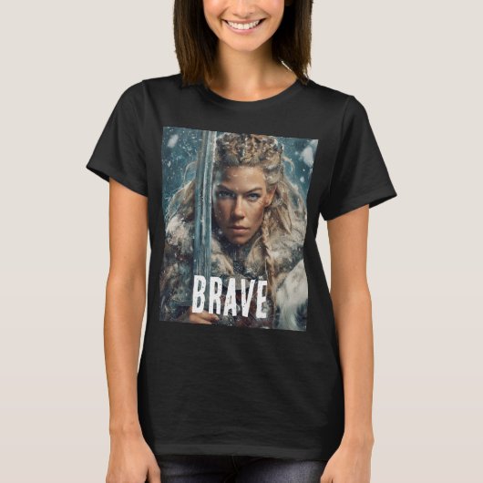 勇敢なヴァイキングの女性 Tシャツ (正面)