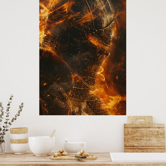 勇敢な中世の騎士のクローズアップポスター ポスター (キッチン)