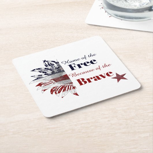 勇敢な人々のために自由の家を スクエアペーパーコースター (アングル)