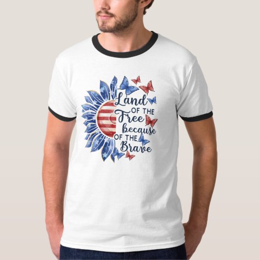 勇敢な人々のゆえに自由な国 Tシャツ (正面)