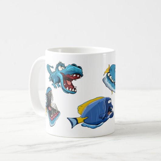 勇敢な子おもしろい海マグ海サメの魚の物語のギフト コーヒーマグカップ (正面左)