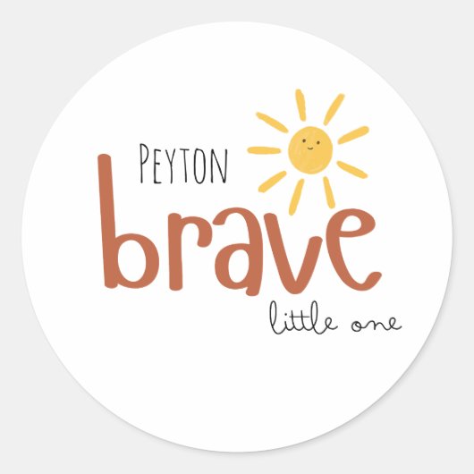 勇敢な小さな名前をカスタムするのラベル ラウンドシール (正面)
