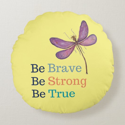 勇敢な強い真のトンボ枕 ラウンドクッション (正面)