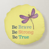 勇敢な強い真のトンボ枕 ラウンドクッション (裏面)