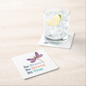 勇敢な強い真のトンボ スクエアペーパーコースター (インサイチュ)