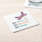 勇敢な強い真のトンボ スクエアペーパーコースター (アングル)