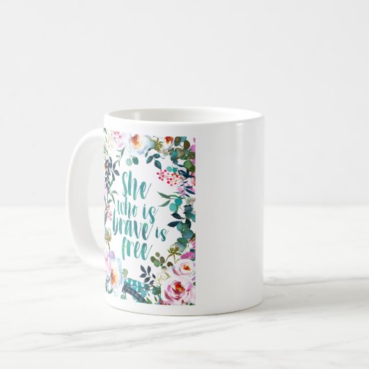 勇敢な彼女はフリーウォーター色のフローラ コーヒーマグカップ (正面左)