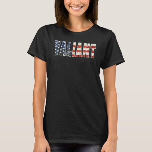 勇敢な愛国アメリカ国旗 Tシャツ (正面)
