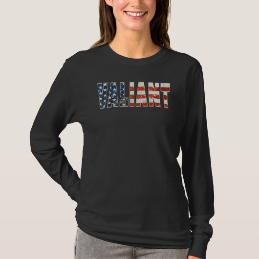 勇敢な愛国アメリカ国旗 Tシャツ (正面)