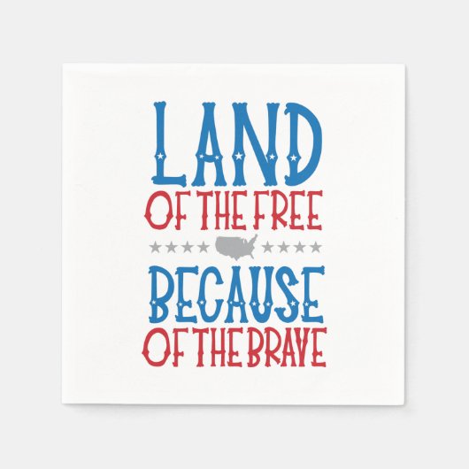 勇敢な愛国心による自由の地 スタンダードカクテルナプキン (正面)
