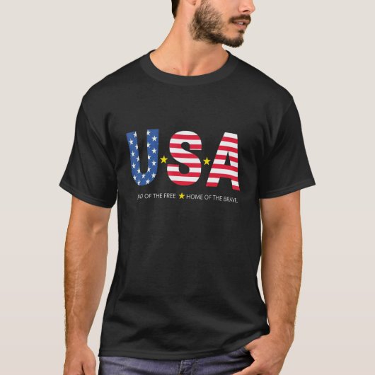 勇敢な愛国心の自由な故郷のアメリカの土地 Tシャツ (正面)