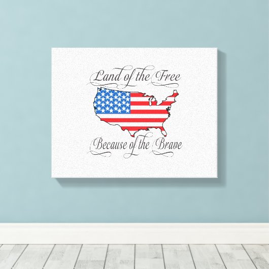 勇敢な愛国心を持つアメリカ合衆国による自由の国 キャンバスプリント (インサイチュ (ウッドフロア))