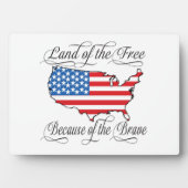 勇敢な愛国心を持つアメリカ合衆国による自由の国 フォトプラーク (正面)