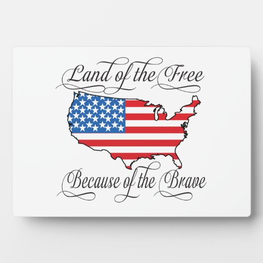 勇敢な愛国心を持つアメリカ合衆国による自由の国 フォトプラーク (正面)