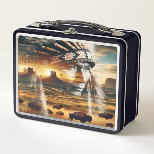 勇敢な戦士の夕日 メタルランチボックス (正面)