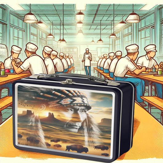 勇敢な戦士の夕日 メタルランチボックス