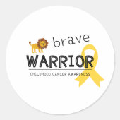 勇敢な戦士の小児癌のライオンのシール ラウンドシール (正面)