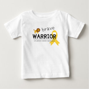 勇敢な戦士ライオン幼少期がんベビーTシャツ ベビーTシャツ