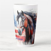 勇敢な旗と馬の故郷 カフェラテマグ (正面)