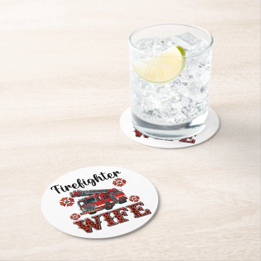 勇敢な消防士の妻の色の鮮やか賛辞 ラウンドペーパーコースター (インサイチュ)