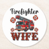 勇敢な消防士の妻の色の鮮やか賛辞 ラウンドペーパーコースター (正面)