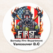 勇敢な消防士の準備ができている ラウンドペーパーコースター (正面)