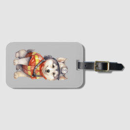 勇敢な消防士シベリアのハスキー犬の賞賛 ラゲッジタグ