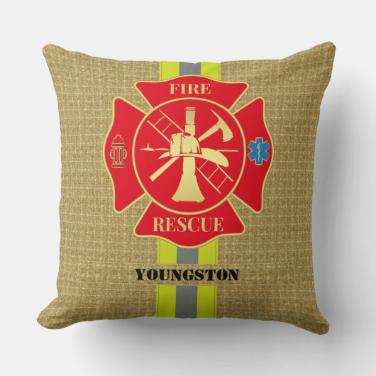勇敢な消防士 マルテーゼクロス デザイン クッション (正面)