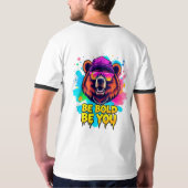 勇敢な熊のイラストと励ましのスローガン Tシャツ (裏面フル)