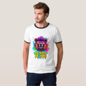 勇敢な熊のイラストと励ましのスローガン Tシャツ (正面フル)