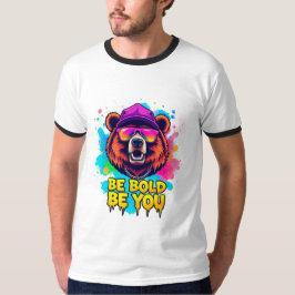 勇敢な熊のイラストと励ましのスローガン Tシャツ