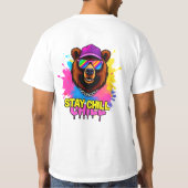 勇敢な熊のイラストと励ましのスローガン Tシャツ (裏面)