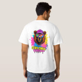 勇敢な熊のイラストと励ましのスローガン Tシャツ (裏面フル)